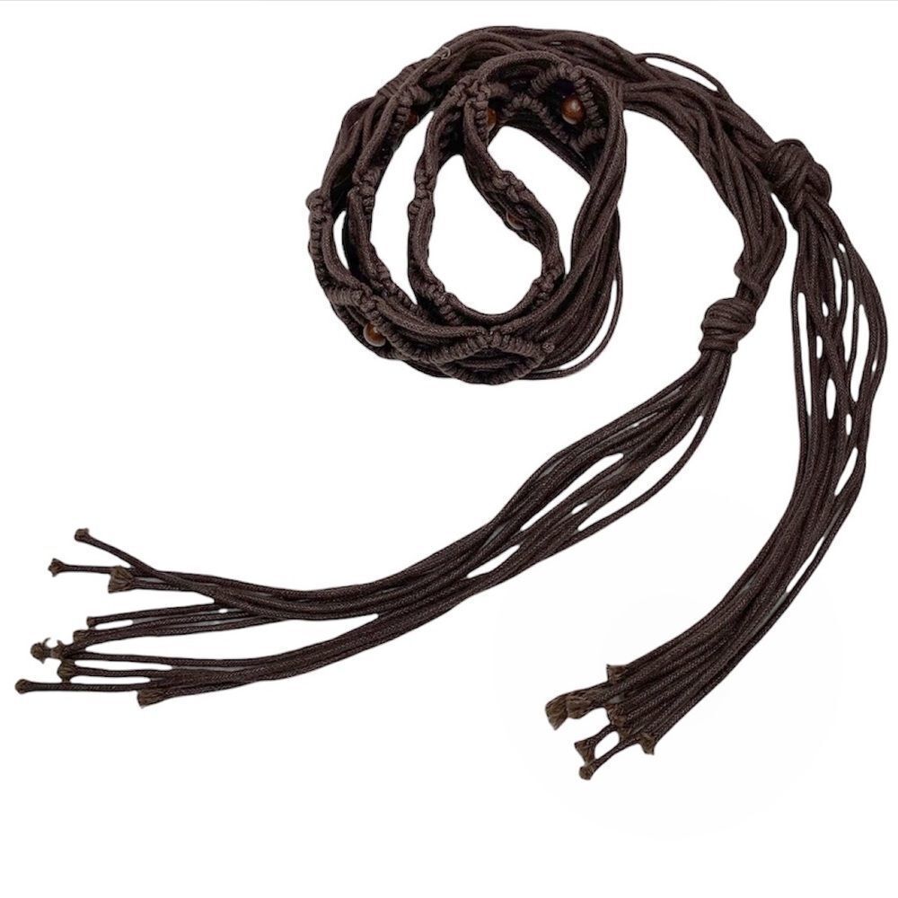 MACRAMÉ brown cord boho tie belt - Picture 6 of 6